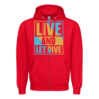 Red Live And Let Dive Retro Style Zipper Hoodie - artisFamous