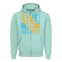 Seafoam Live And Let Dive Retro Style Zipper Hoodie - artisFamous