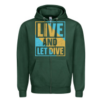 Sports Green Live And Let Dive Retro Style Zipper Hoodie - artisFamous