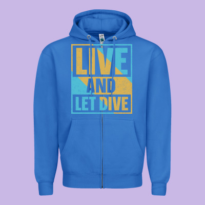 Live And Let Dive Retro Style Zipper Hoodie Designed By Artisfamous