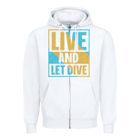 White Live And Let Dive Retro Style Zipper Hoodie - artisFamous