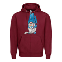 Burgundy winter gnome Zipper Hoodie - JahusDesignShop