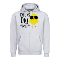 Heather Grey kids chick dig me christian Zipper Hoodie - artisFamous