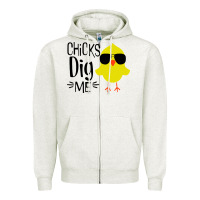 Oatmeal Heather kids chick dig me christian Zipper Hoodie - artisFamous