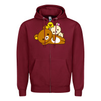 Burgundy rilakkuma rila head shirt Zipper Hoodie - artisFamous
