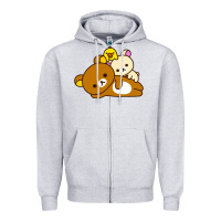 Heather Grey rilakkuma rila head shirt Zipper Hoodie - artisFamous