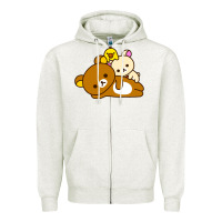 Oatmeal Heather rilakkuma rila head shirt Zipper Hoodie - artisFamous