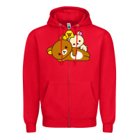 Red rilakkuma rila head shirt Zipper Hoodie - artisFamous