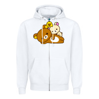 White rilakkuma rila head shirt Zipper Hoodie - artisFamous