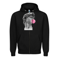 Black Vaporwave statue head with bubblegum Zipper Hoodie - artisFamous