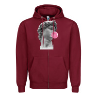 Burgundy Vaporwave statue head with bubblegum Zipper Hoodie - artisFamous