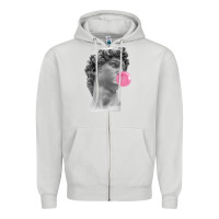 Dove Grey Vaporwave statue head with bubblegum Zipper Hoodie - artisFamous