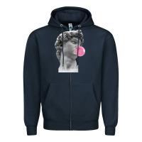 Navy Vaporwave statue head with bubblegum Zipper Hoodie - artisFamous
