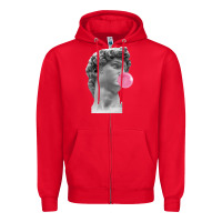 Red Vaporwave statue head with bubblegum Zipper Hoodie - artisFamous