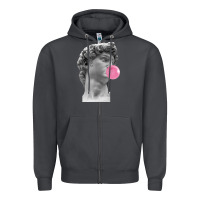 Smoke Vaporwave statue head with bubblegum Zipper Hoodie - artisFamous