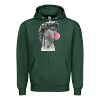 Sports Green Vaporwave statue head with bubblegum Zipper Hoodie - artisFamous