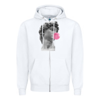White Vaporwave statue head with bubblegum Zipper Hoodie - artisFamous