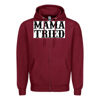 Burgundy Mama Tried Zipper Hoodie - artisFamous