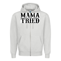 Dove Grey Mama Tried Zipper Hoodie - artisFamous