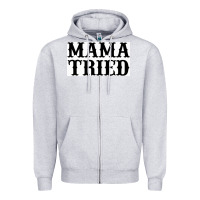 Heather Grey Mama Tried Zipper Hoodie - artisFamous