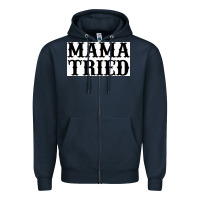 Navy Mama Tried Zipper Hoodie - artisFamous