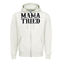 Oatmeal Heather Mama Tried Zipper Hoodie - artisFamous