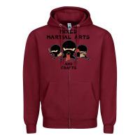 Burgundy mixed martial arts and crafts Zipper Hoodie - artisFamous