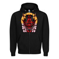 Black demon oni mask Zipper Hoodie - artisFamous