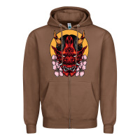 Chestnut demon oni mask Zipper Hoodie - artisFamous