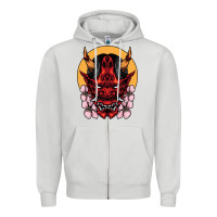 Dove Grey demon oni mask Zipper Hoodie - artisFamous
