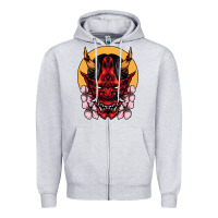 Heather Grey demon oni mask Zipper Hoodie - artisFamous