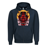 Navy demon oni mask Zipper Hoodie - artisFamous