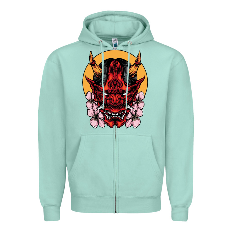 Demon Oni Mask Zipper Hoodie by artisFamous | Teevron