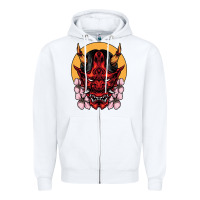 White demon oni mask Zipper Hoodie - artisFamous