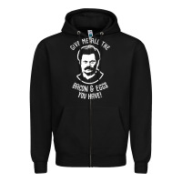 Black Ron tv show parks Swanson - Bacon & Eggs Zipper Hoodie - artisFamous
