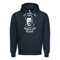 Navy Ron tv show parks Swanson - Bacon & Eggs Zipper Hoodie - artisFamous