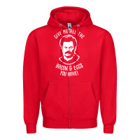 Red Ron tv show parks Swanson - Bacon & Eggs Zipper Hoodie - artisFamous