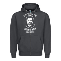 Smoke Ron tv show parks Swanson - Bacon & Eggs Zipper Hoodie - artisFamous