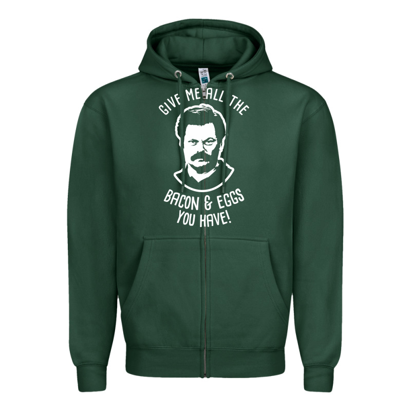 Ron Tv Show Parks Swanson - Bacon & Eggs Zipper Hoodie by artisFamous | Teevron
