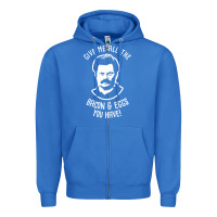 True Royal Ron tv show parks Swanson - Bacon & Eggs Zipper Hoodie - artisFamous