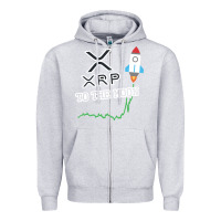 Heather Grey xrp to the moon Zipper Hoodie - artisFamous
