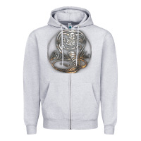 Heather Grey cobra k.a.i rusted steel snake lo go graphic t shirt Zipper Hoodie - artisFamous