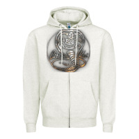 Oatmeal Heather cobra k.a.i rusted steel snake lo go graphic t shirt Zipper Hoodie - artisFamous