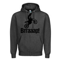 Charcoal Heather brraaap funny dirt bike Zipper Hoodie - artisFamous
