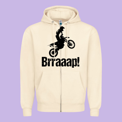 Brraaap Funny Dirt Bike Zipper Hoodie Designed By Artisfamous
