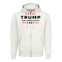 Oatmeal Heather donald trump 2024 take america Zipper Hoodie - artisFamous