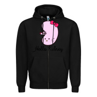 Black hello kidney Zipper Hoodie - artisFamous