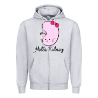Heather Grey hello kidney Zipper Hoodie - artisFamous