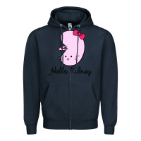 Navy hello kidney Zipper Hoodie - artisFamous