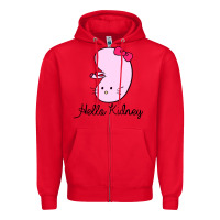 Red hello kidney Zipper Hoodie - artisFamous